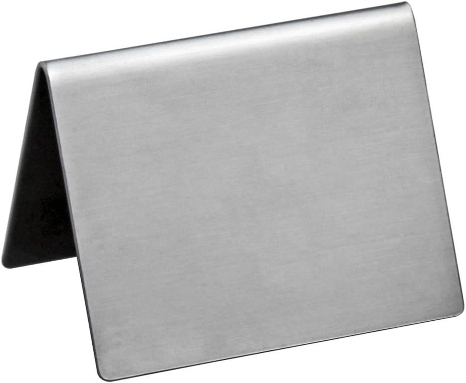New Star Foodservice Stainless Steel Table Tent Sign (Silver (Plain), 2"x 2" (Set of 2))
