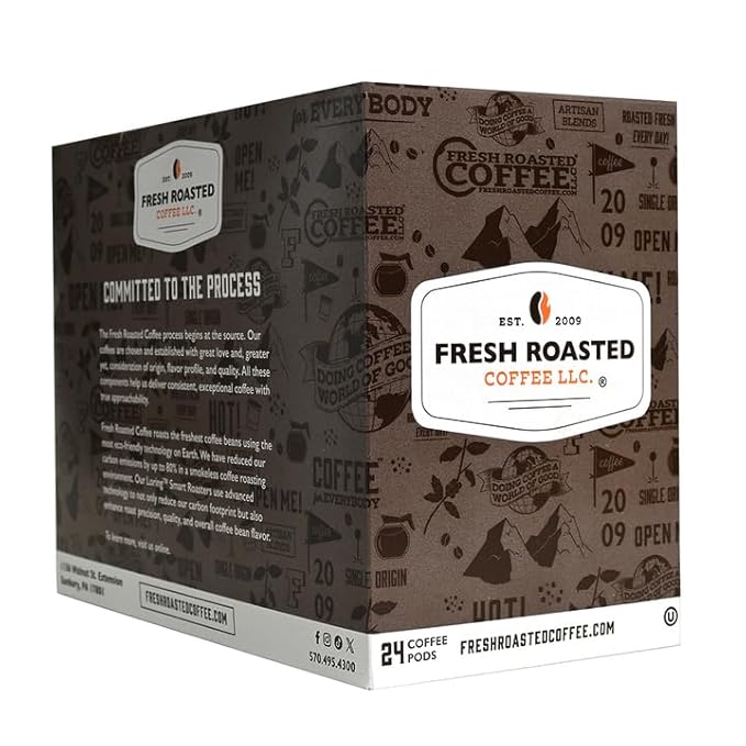Fresh Roasted Coffee, Tanzanian Peaberry, Light Roast, 72 Pods for K Cup Brewers