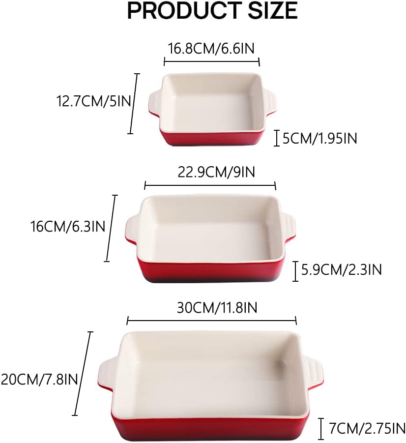 Sweejar Ceramic Bakeware Set, Rectangular Baking Dish for Oven Lasagna Pans for Cooking, Kitchen, Cake Dinner, Banquet and Daily Use, 11.8 x 7.8 x 2.76 Inches of Casserole Dishes (Gradient Purple)