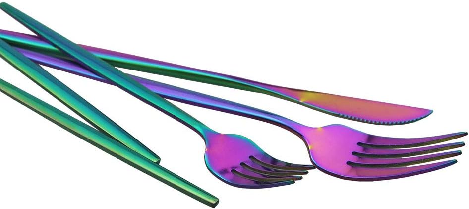 JASHII 20-Piece Stainless Steel Satin Finish Flatware Set, Mirror Polished Tableware Cutlery for Home and Restaurant, Dishwasher Safe