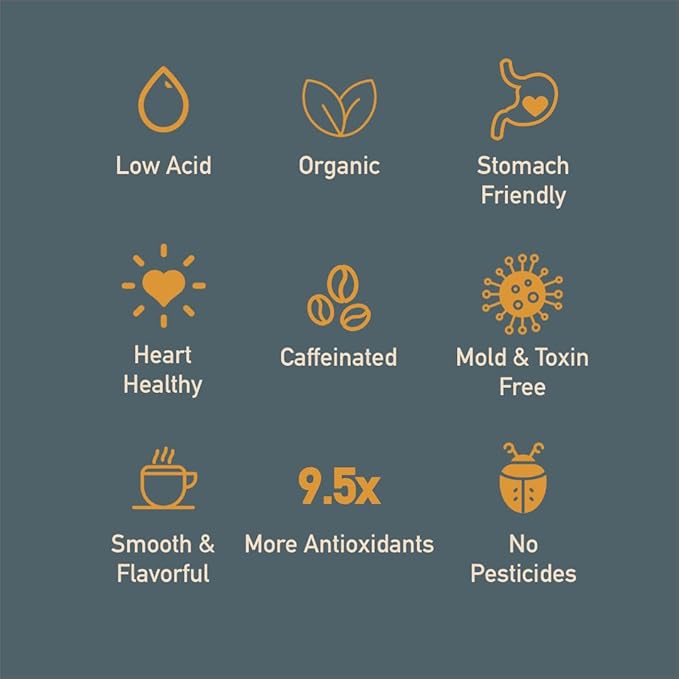 Healthy Bean Low Acid Coffee Pods - Superfood Infused, USDA, Organic Low Acid Coffee, Mold Free Coffee Pods - Clean, Healthy - Mycotoxin Free Coffee - Semi-Dark Roast, 12 Pack
