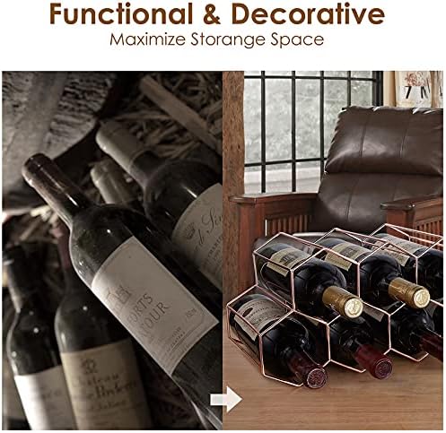 Countertop Wine Rack - 7 Bottle Holder for Storage, Freestanding Metal Tabletop Stand With Modern Design for Kitchen, Cellar, Bar Cabinet
