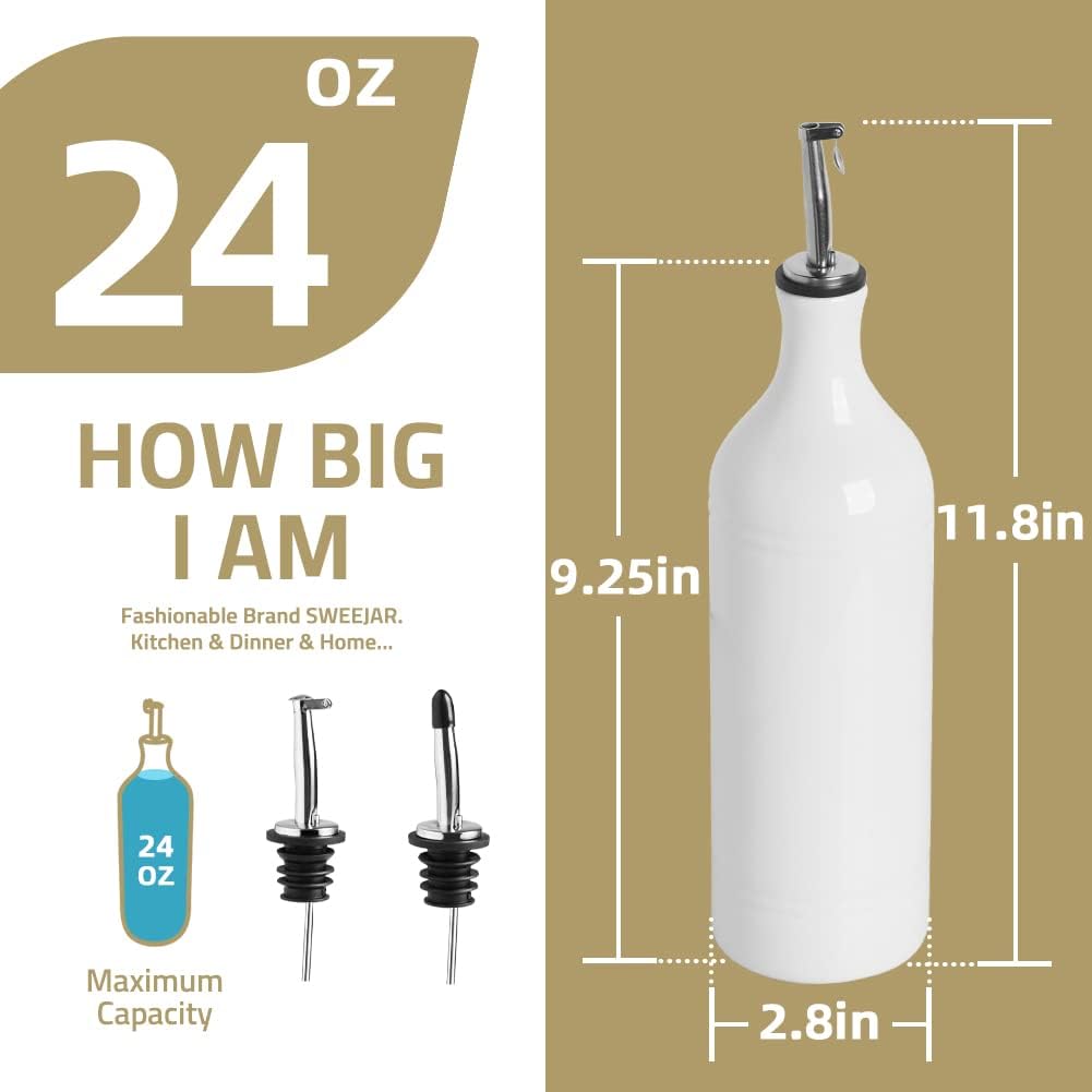 Sweejar Ceramic Olive Oil Dispenser Bottle, 20 Oz EVOO Oil and Vinegar Dispensing Bottle with Spout for Kitchen, Set of 1, 24 Fl Oz (Gradient Orange)
