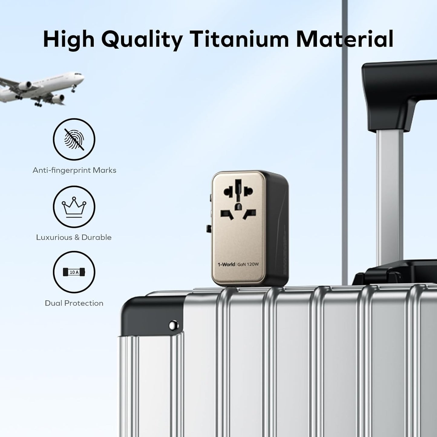 MOMAX Universal Travel Adapter, 120W GaN Fast International Power Adapter, 3 USB C & 1 USB A, Worldwide Travel Plug Adapter, All-in-One Worldwide Wall Charger for USA European UK AUS (Type C/G/A/I)