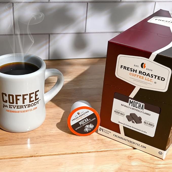 Fresh Roasted Coffee, Mocha, Flavored Coffee Pods, 72 Count