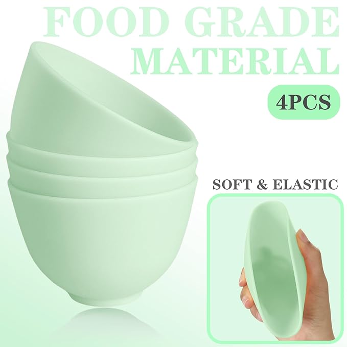 6Pcs Silicone Mixing Bowl, Silicone Bowls for Facial, DIY Face Mask Mixing Bowl for Home Salon Spa Face Skin Applicator Bowl Esthetician Supplies, Green