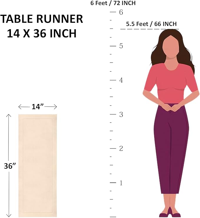 Solino Home Linen Table Runner 36 Inches - 100% Pure Linen Natural and White Table Runner 14 x 36 Inch Ideal for Dresser and Coffee Tables - Christmas, Winter, New Year - Classic