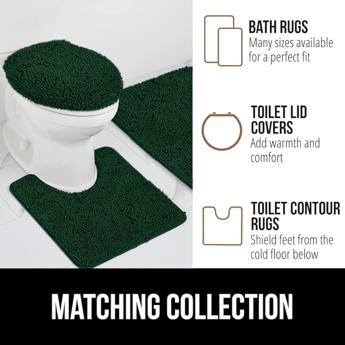 GORILLA GRIP Bath Rug Mat 60x24, Thick Soft Absorbent Chenille, Quick Dry Microfiber Mats, Rubber Backing Washable Shower Floor Rugs, Bathmat Runner, US Designed Bathroom Home Decor Accessories Hunter