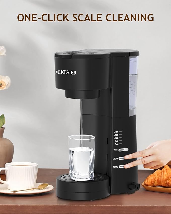3IN1 Single Serve Coffee Maker with Milk Frother, Small Coffee Machine for K Cup & Ground, 6-14oz Brew Size, 28oz Water Tank, Adjustable Drip Tray
