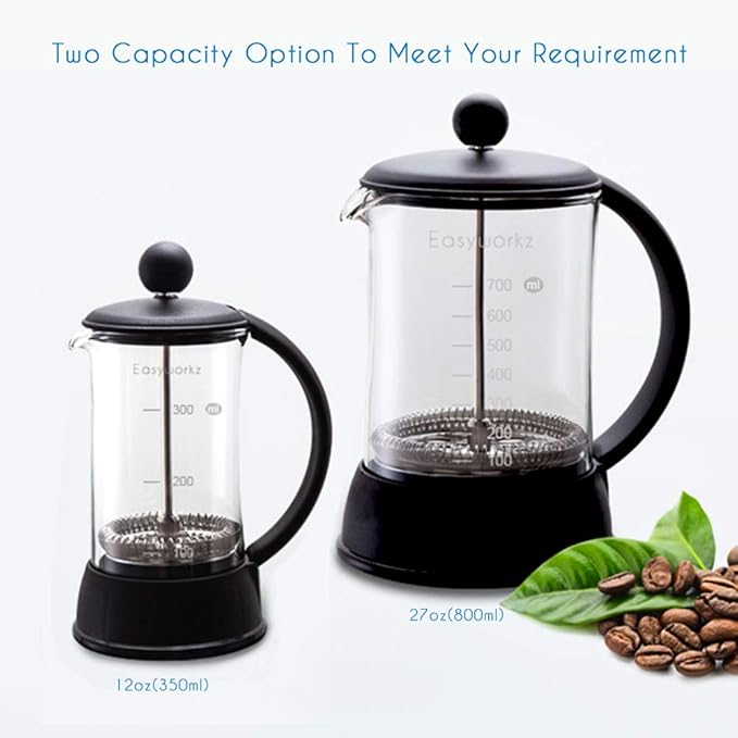 Easyworkz Eclipse French Press 12 oz Coffee Tea Maker with Borosilicate Glass