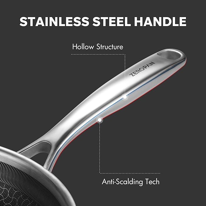 Hybrid Nonstick 10-Inch Frying Pan with Lid,Non Stick Frying Pan,PFAS PFOA PTFE Free,Stay-Cool Handle, Dishwasher-Friendly, Oven-Safe Up to 600°F, Induction Ready, Compatible with All Cooktops