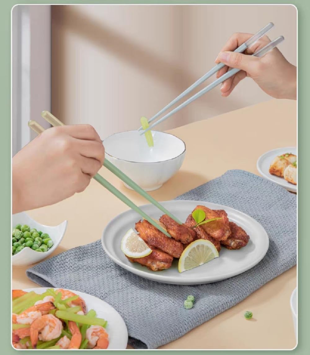 Random Mood Modern Design Chopsticks - Reusable, Dishwasher Safe, Non-Slip Fiberglass, Ice Fog Blue Color, 5 Pairs, 9.5in/24cm, Great for Chinese, Japanese, Korean Cuisine