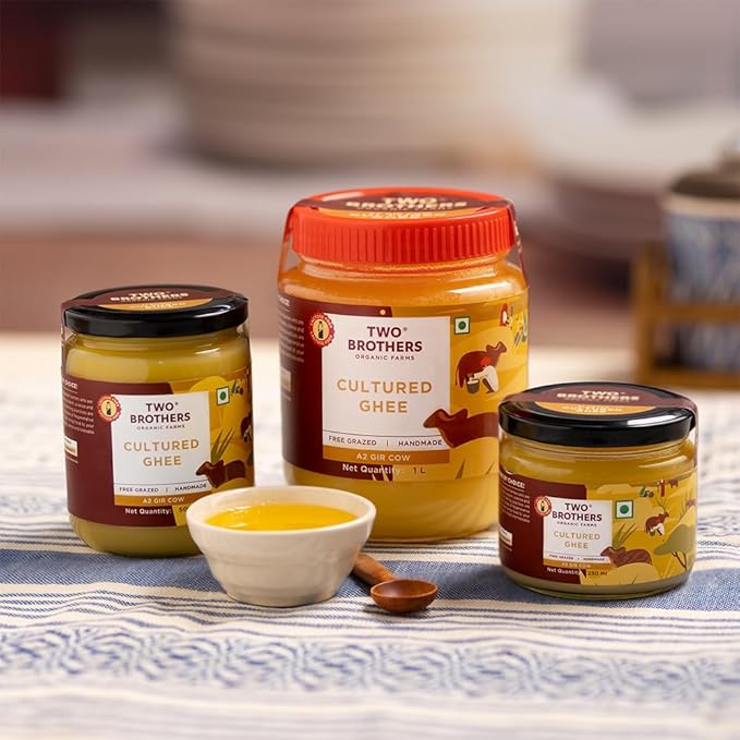 A2 Ghee Butter Organic Grass Fed from Gir Cow | Gut Friendly | Healthy Butter Alternative | Non-GMO, Lactose-Free, Keto Friendly – 2lb from Two Brothers Organic Farms