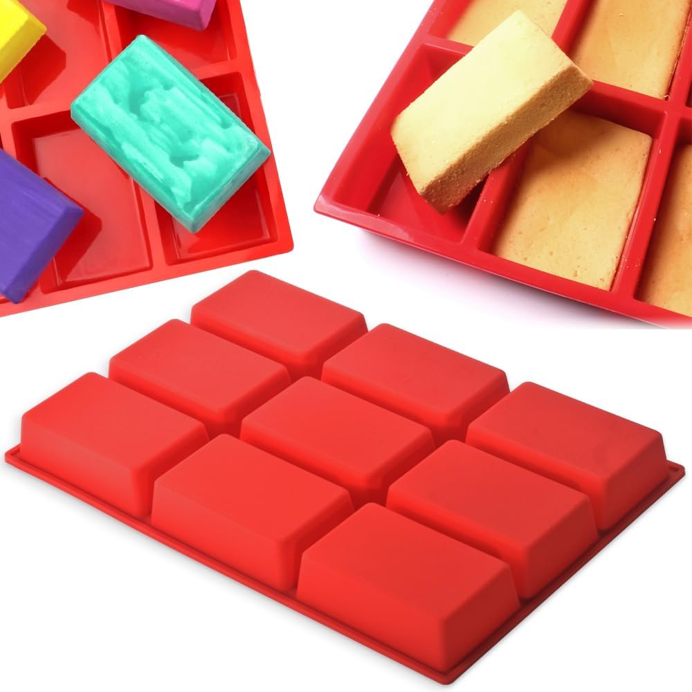 Silicone Mini Loaf Pan, Non-Stick Bread Pan, 9 Cavity Baking Mold for Loaf Cake, Bread, Meatloaf, Pack of 2