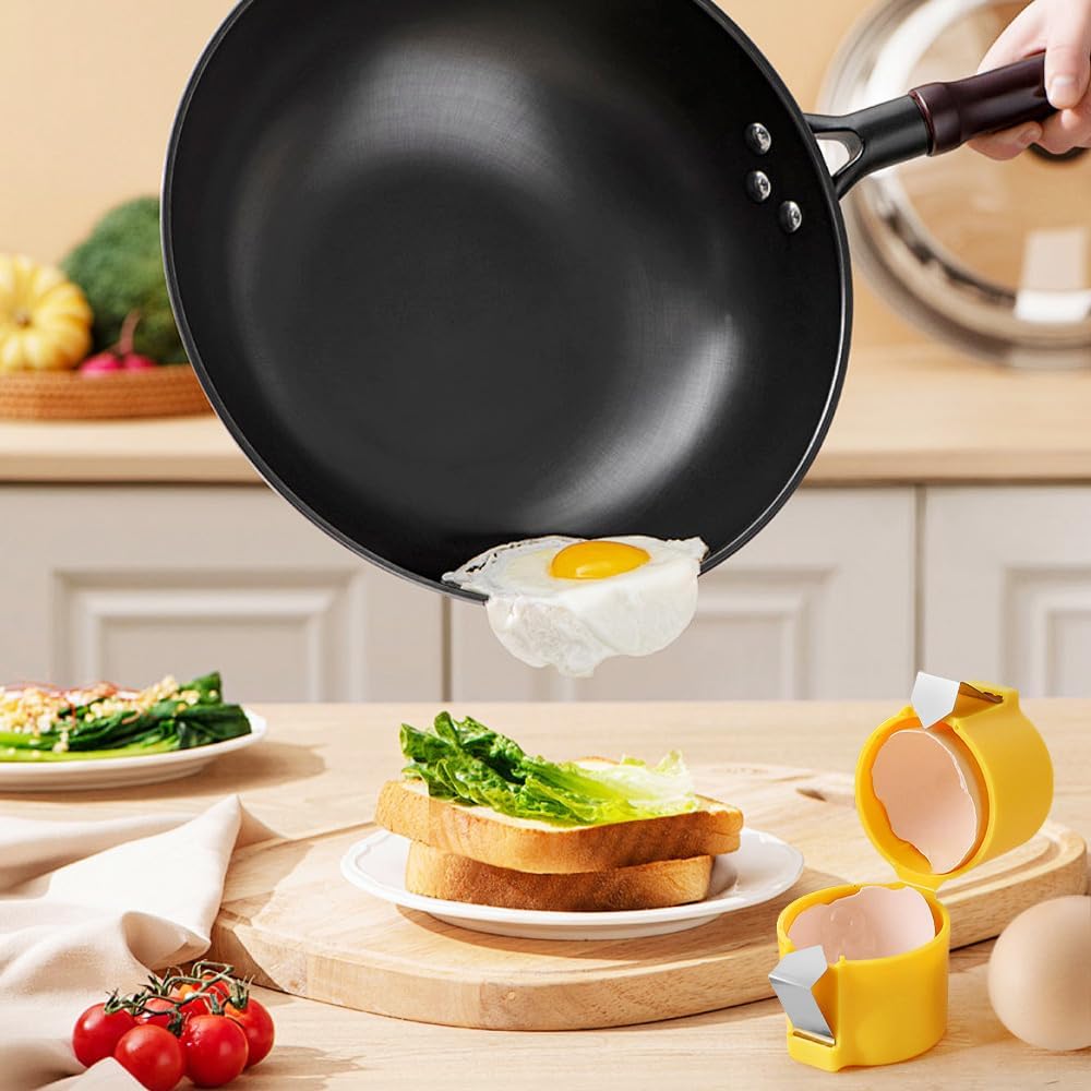 2025 Premium Egg Shell Opener, Egg Shell Cutter Eggs Shell Separator for Raw Eggs, Multifunctional Egg Cutter Egg Cracker Separator for Home Kitchen Gadgets (Yellow)