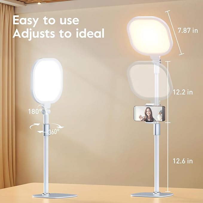 White 1Pack Video Conference Lighting for Zoom Meeting, Ring Light for Desk with Flexible Stand