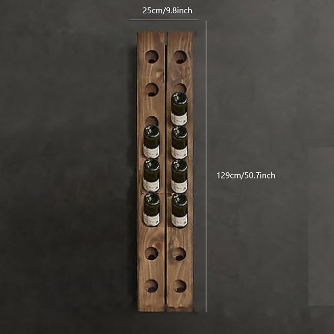 Wall Mounted riddling Wine Rack,Wooden Vertical Wine Rack Holder,Rustic Wine Storage Racks Organizer,Holds 16 Bottles,for Dining Rooms,Kitchens,Bars(9.8" W x 50.7" H, Walnut)