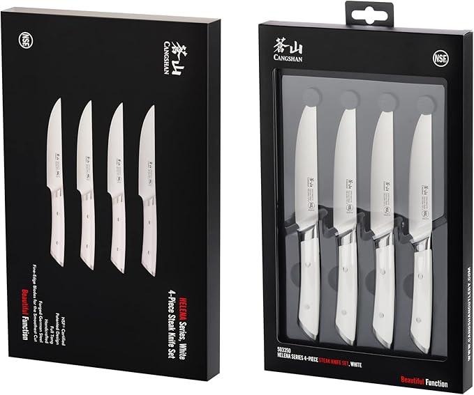 Cangshan HELENA Series German Steel Forged 4-Piece Fine-Edge Steak Knife Set (White)