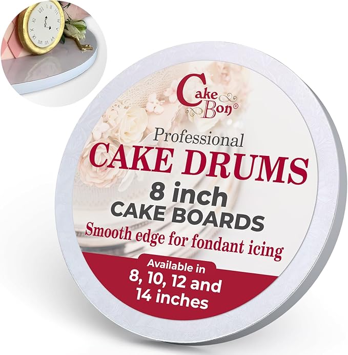 Cakebon Round Cake Boards - Sturdy 1/2 Thick Drums - 8 Inch Professional Smooth Straight Edges White 6-Pack