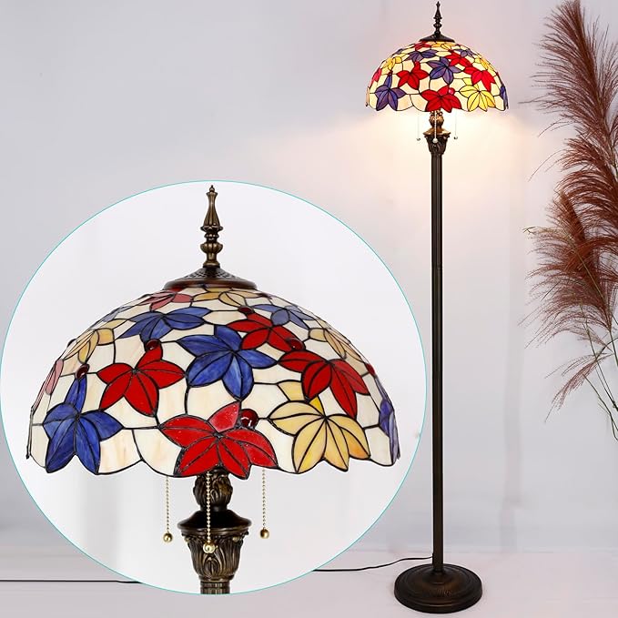Tiffany Floor Lamp Base Only, for 16-24 Inch Stained Glass Lampshade Height 71 Inch Bronze Finished Resin Base Antique Standing Lighting Base Replacement Only Wide 11 Inch(C (W11H71 Inch))