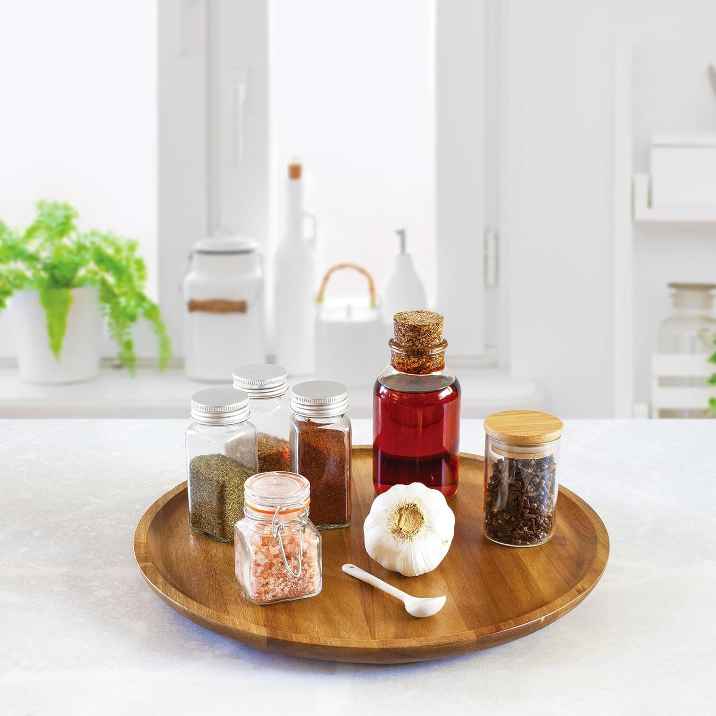 Acacia Wood Lazy Susan Organizer Kitchen Turntable for Cabinet, Table, Pantry or Countertop