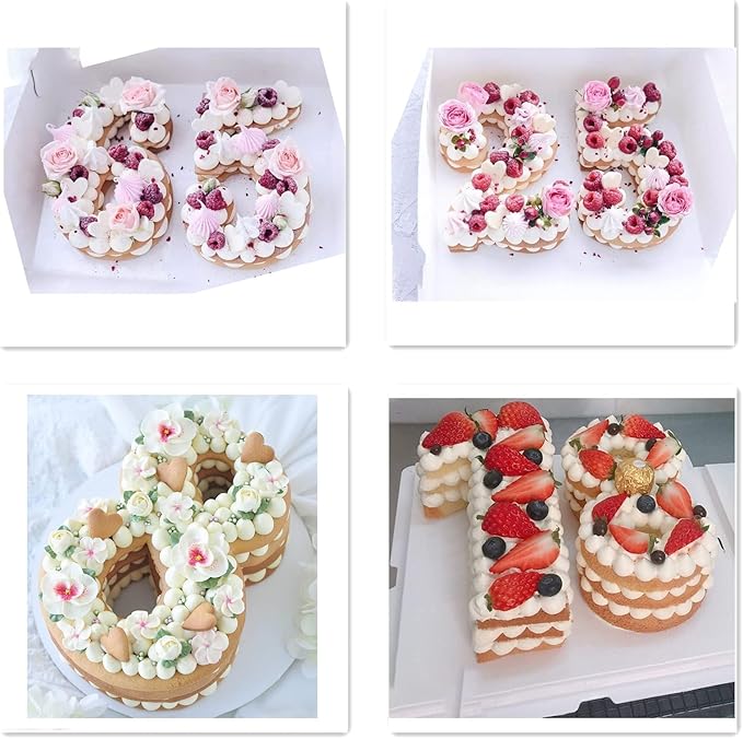 Ducodocu 3D Silicone Cake Pans Large Number Cake Mould Novelty Cake Tins DIY Baking Mold for Birthday Wedding Anniversary 10 inch Number of 6