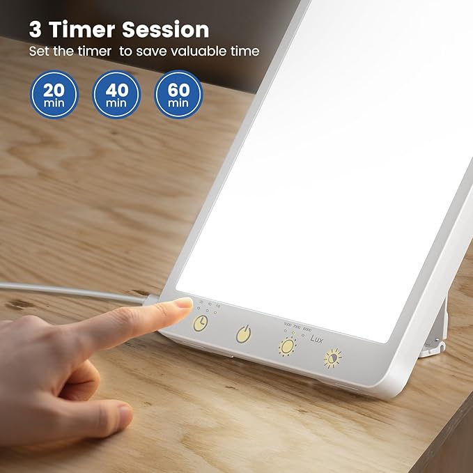 10000 Lux Light Therapy Lamp - Full Spectrum Therapy Light, 3 Color Temperature & Wall Mount Therapy Lamp, Portable Daylight Lamp for Home & Office, Memory Function & Touch Control.