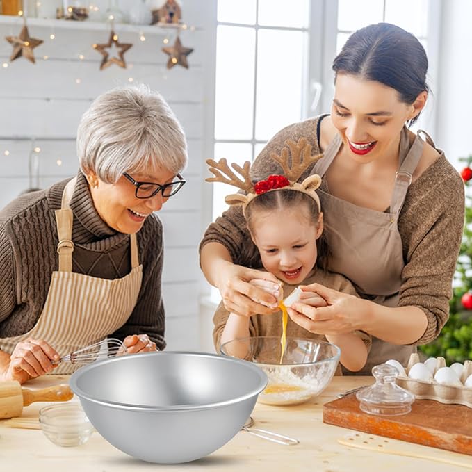 2Pcs Aluminum Hemisphere Pan, 8 Inch Sphere Half Ball Cake Pan, Nonstick 3D Round Shape Cake Molds for Baking, Football Dome Cake Pan for Birthday Wedding Anniversary DIY Bakeware Tools
