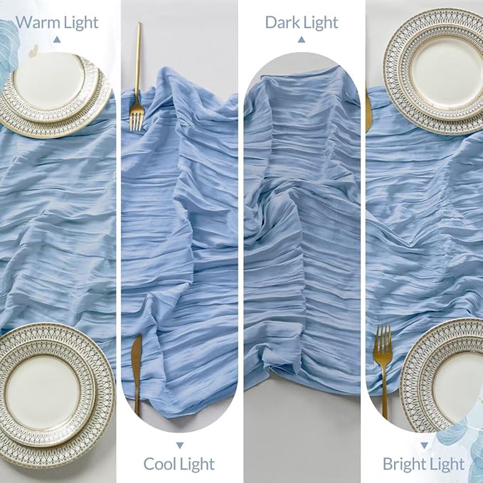 6 Pack Dusty Blue Cheesecloth Table Runner 35"×120" Gauze Fabric Table Runner Rustic Sheer Runner for Wedding Birthday Baby Shower Party Table Decoration Dusty Blue 6 Pack