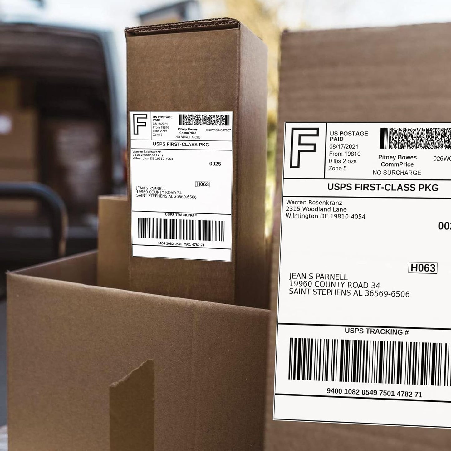 FungLam 4"x6" Thermal Mailing Labels - 450 Labels/Roll (4 Rolls), Compatible with JADENS, Munbyn, Rollo, iDPRT Printers