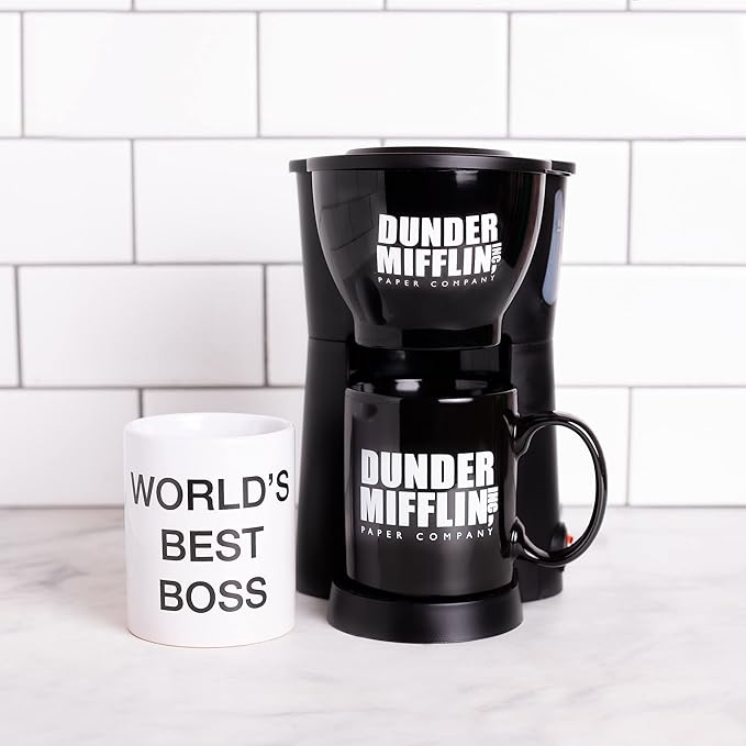 Uncanny Brands The Office Single Cup Coffee Maker Gift Set with 2 Mugs