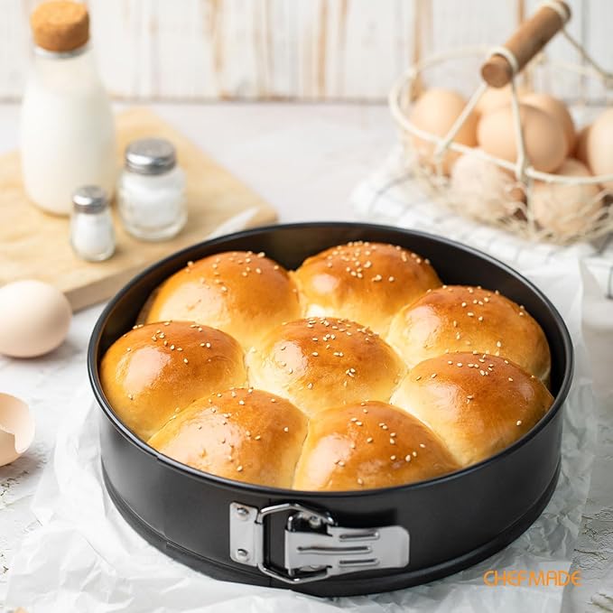 CHEFMADE Springform Pan, 10 Inch Round Cake Pan with Removable Bottom,Chiffon Bakeware for Oven and Instant Pot(Black)