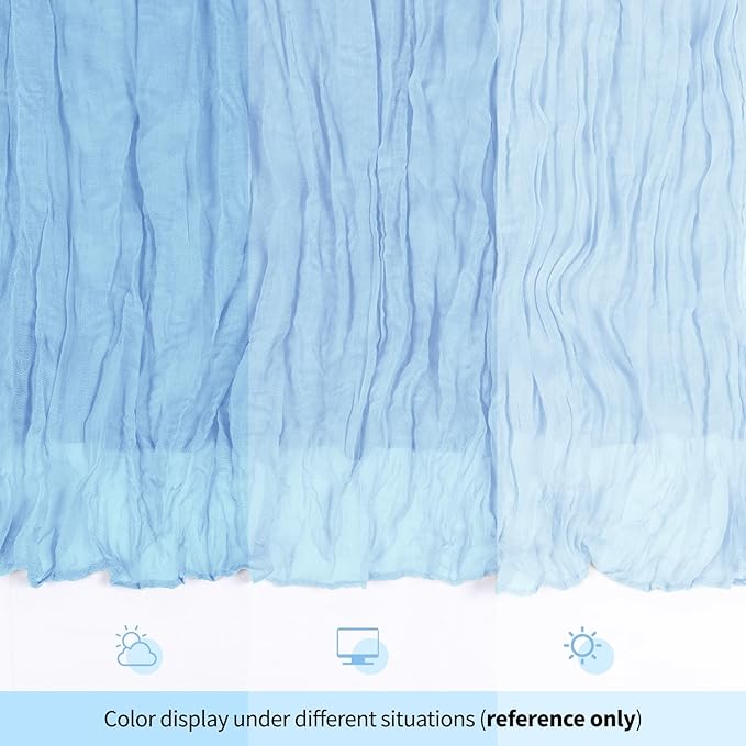 6 Pack Baby Blue Cheesecloth Table Runner 17x108 Inch Semi Sheer Boho Gauze Cheese Cloth Fabric Table Runners, for Wedding Party Baby Shower Birthday Home Decor Garden Farmhouse