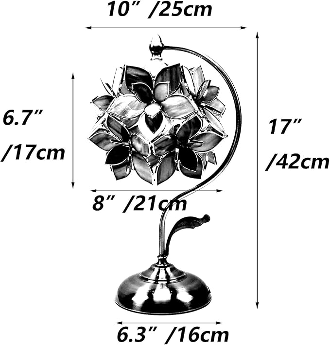 Bieye L11015 Tiffany Style Stained Glass Flower Petal Table Lamp with Brass Base for Home Décor (Blue, 8" Rose Lily)
