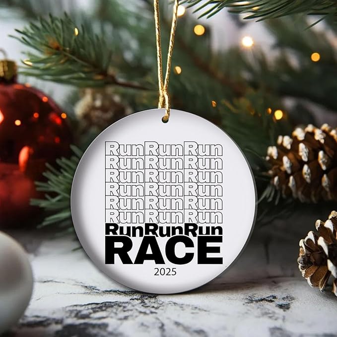 Runner Ornament 2025 Marathon Race for Runners Long Distance Keepsake Ceramic Tree Decor Athletic Achievement
