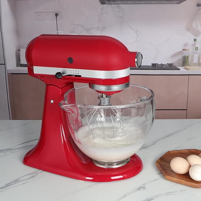 MOLIGOU Glass Bowl Compatible with Kitchenaid 4.5 and 5 Quart Tilt-Head Stand Mixers, 5 qt Stand Mixer Bowl with Lid and Pour Spout