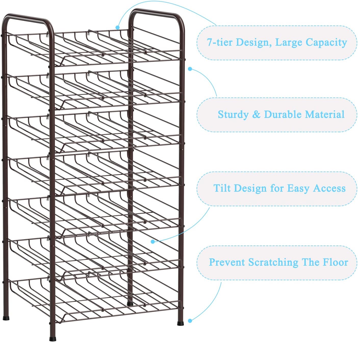 Vrisa Can Organizer for Pantry 7-tier Can Dispenser Rack Holde up to 84 Cans Multifunctional Can Holder for Canned Food Storage Kitchen Cabinet or Pantry Shelf Rustic Brown