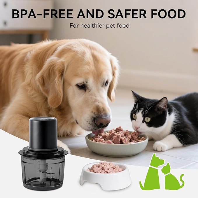 Food Processor, Electric Meat Grinder with 4 Stainless Steel Blades, 1.2L Food Chopper Small Grinder Meat Processor with 2 Speeds for Vegetable, Fruits, Baby Food, Meat, Garlic, 5 Cups