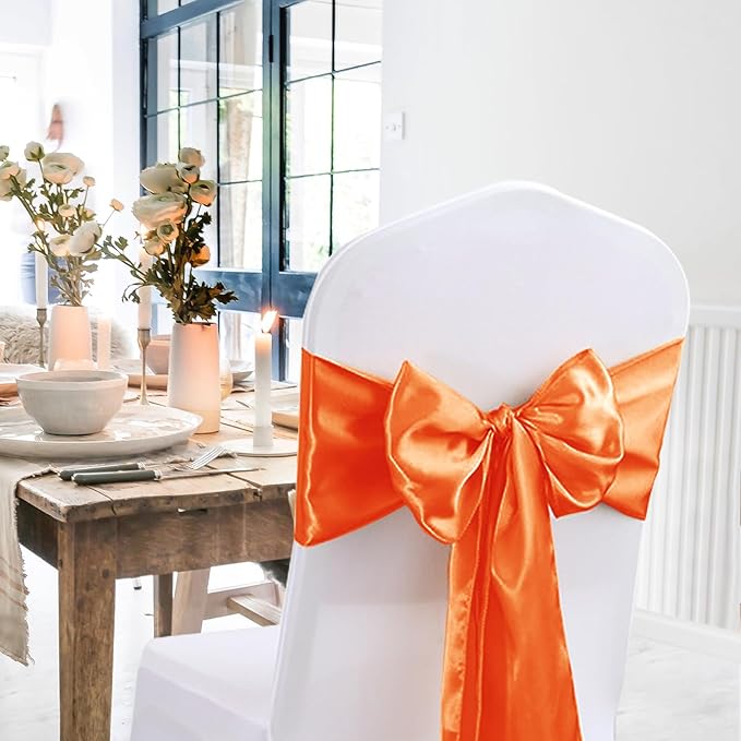 20 Pack Satin Table Runner 12 X 108 Inch Silk Table Runner for Party,Wedding, Birthday, Banquets,Decoration(Orange)