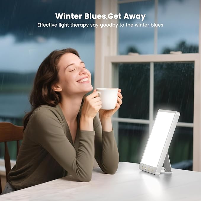 Light Therapy Lamp - 10000 Lux Therapy Light, 3 Color Temperature & Wall Mount with Memory Function, Touch Control Portable Daylight Therapy Lamp with Adjustable Brightness for Home & Office.