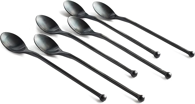 KNORK 6-Piece Iced Teaspoon Titanium Coated Stainless Steel (Black Matte)