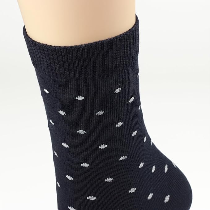 COTTON DAY Women's Soft Combed Cotton Dress Socks Seamless Toe Black White Gray Navy Blue Brown Beige
