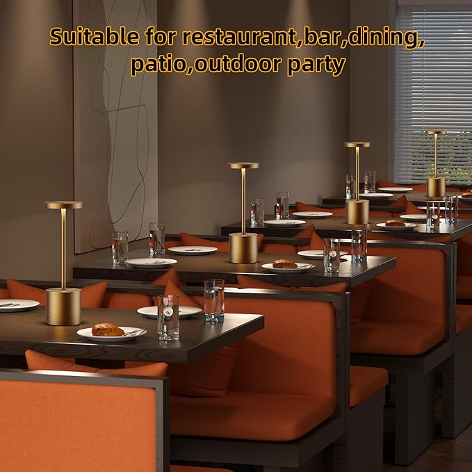 Cordless Table Lamps Rechargeable - Outdoor Portable LED Table Light 5000mAh Battery Operated Lamp 3 Color Stepless Dimming with Memory Function for Restaurant Dining Patio 2Pack Bronze