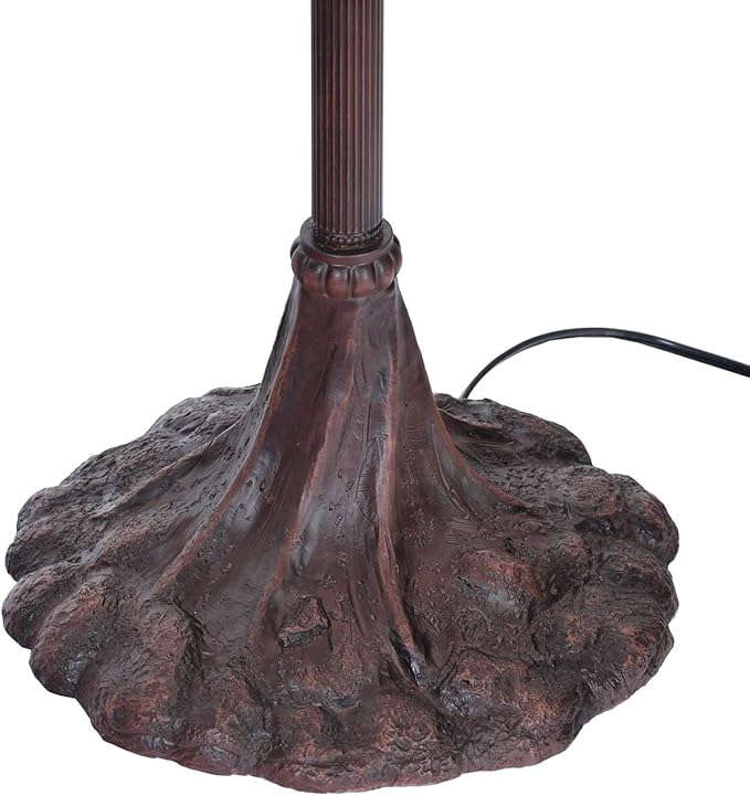 Bieye L10766 Grapes Tiffany Style Stained Glass Double-Lit Floor Lamp with Owl Night Light, 18" Wx65 H