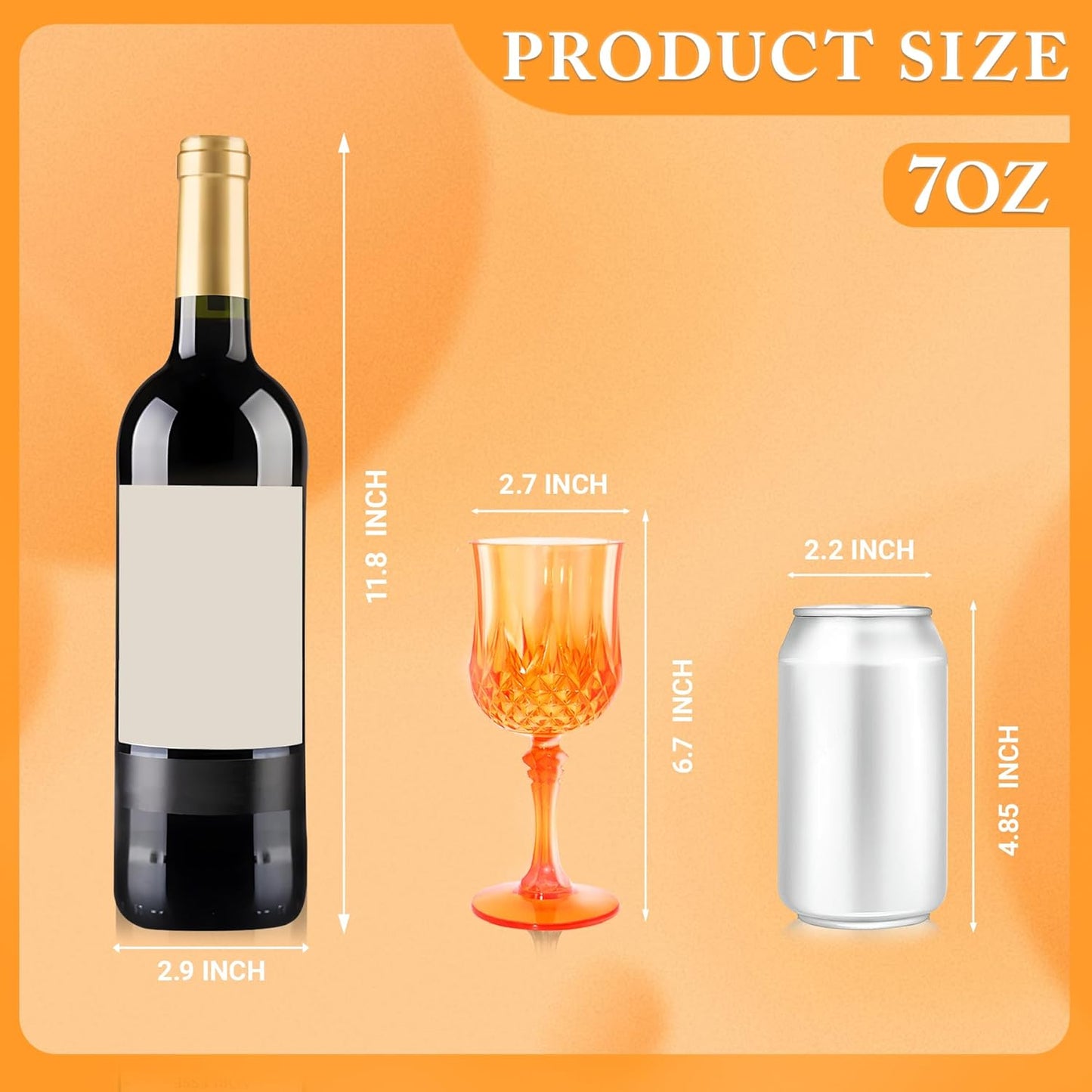 Plastic Wine Glasses,Plastic Goblets Vintage Style Cordial Drinking Glasses for Wedding Reception, Grand Event Party Supplies (12, Pumpkin orange)