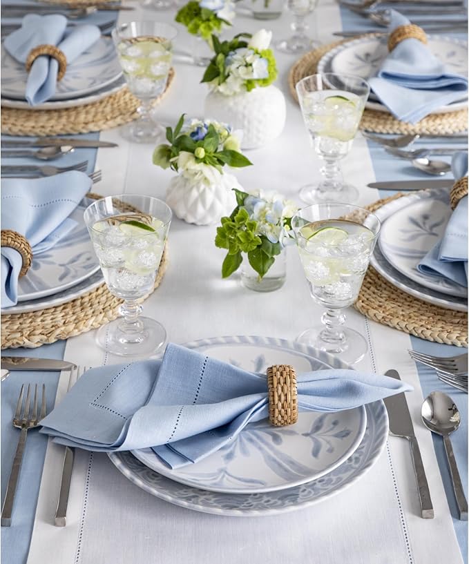 Solino Home Linen Table Runner 90 Inches Long - Classic Hemstitch 100% Pure Linen White Dining Table Runner 14 x 90 Inch for Holiday, Christmas, New Year