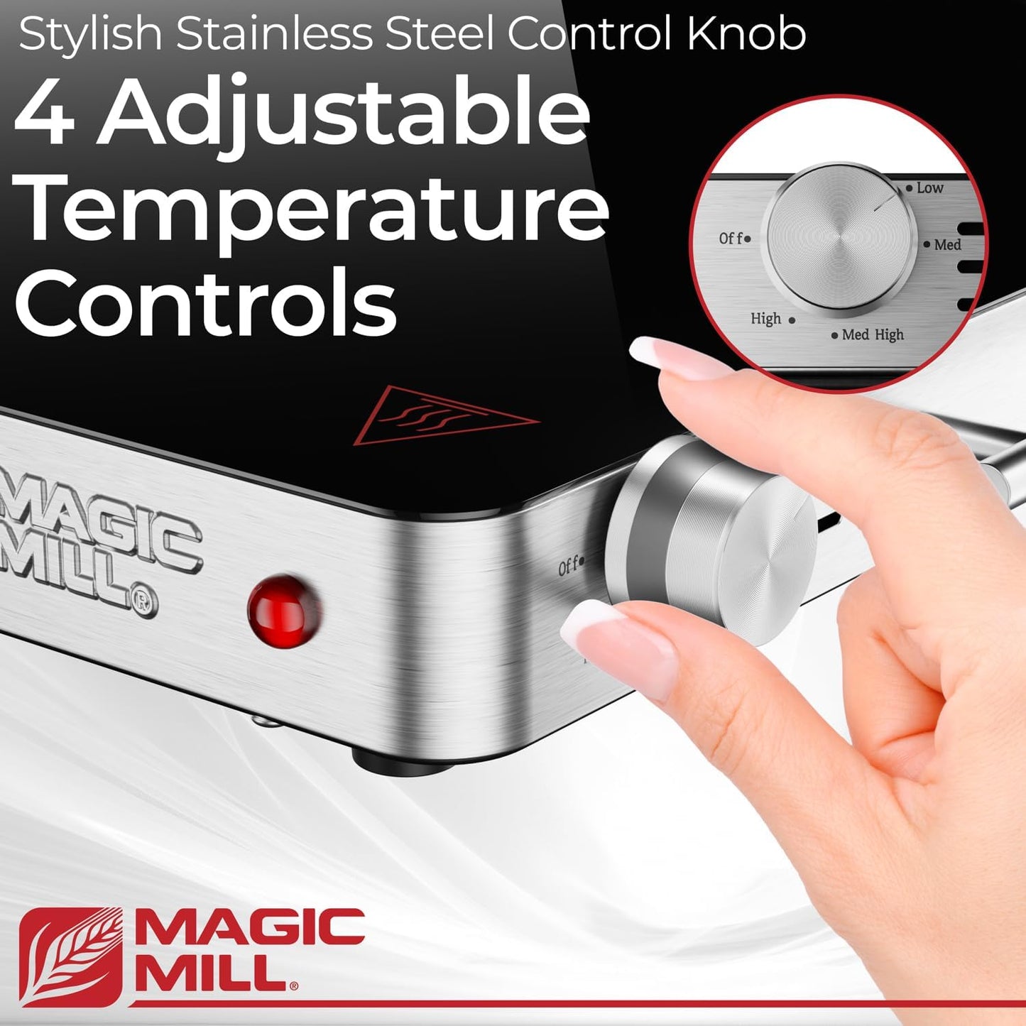Magic Mill Extra-Large Glass Food Warmer 21x16 Warming Tray