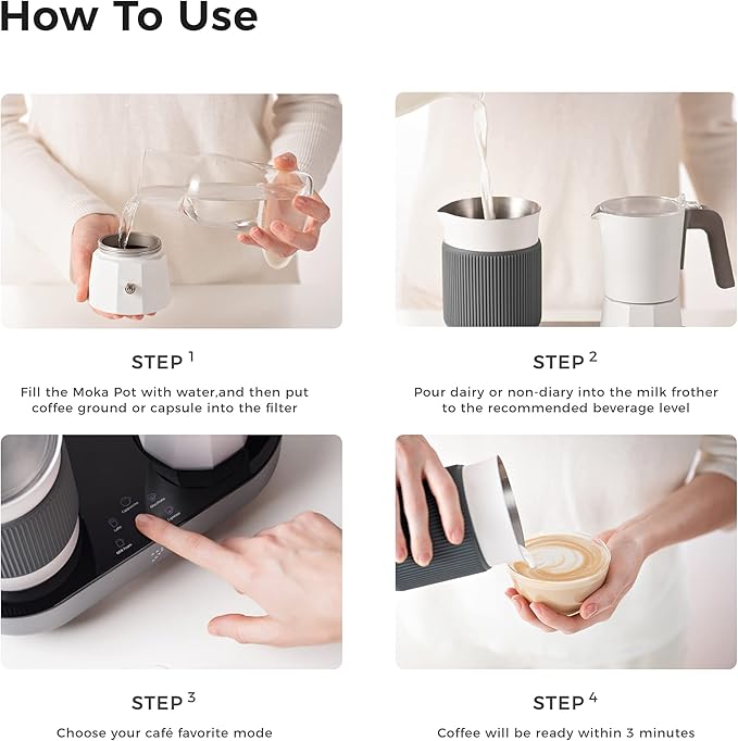 SEVEN&ME Espressor Machine Coffee Maker, with Milk Froth All-in-One Espresso Machine Combination, Latte Cappuccino Macchiato Espresso Electric Moka Pot, One Click Smart Operation(8.66")