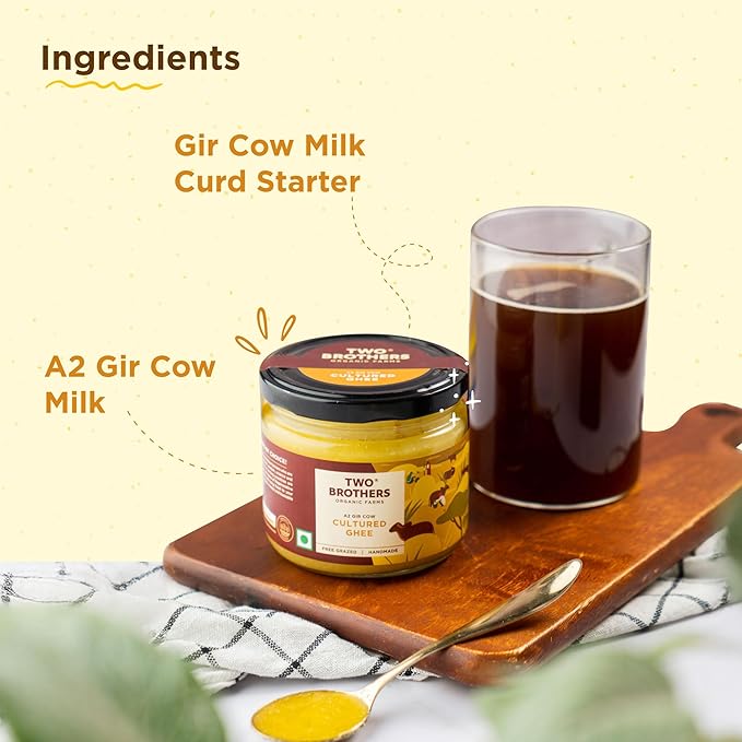 TWO BROTHERS ORGANIC FARMS Amorearth - Natural Healthy Fresh Organic Desi Gir Cow A2 Cultured Ghee, 250 ml