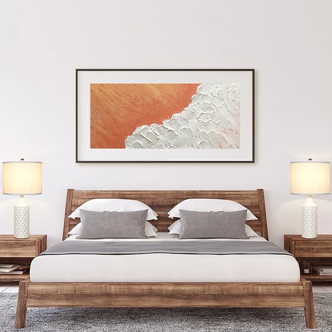 Ceramic Table Lamps Set of 2, White Modern Bedside 25" Nightstand Lamp 3-Way Dimmable Lamp for Bedroom Living Room Farmhouse, Side Table Lamp, Bulbs Included